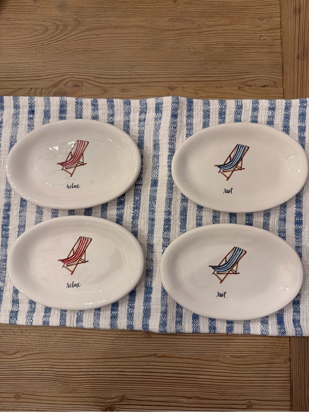 Rae Dunn Relax Rest Snack Plates Set of 4